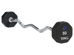 8-Sided Virgin Rubber Fixed Barbell with EZ Bar
