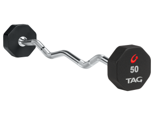 8-Sided Premium Urethane Fixed Barbell with EZ Curl handle